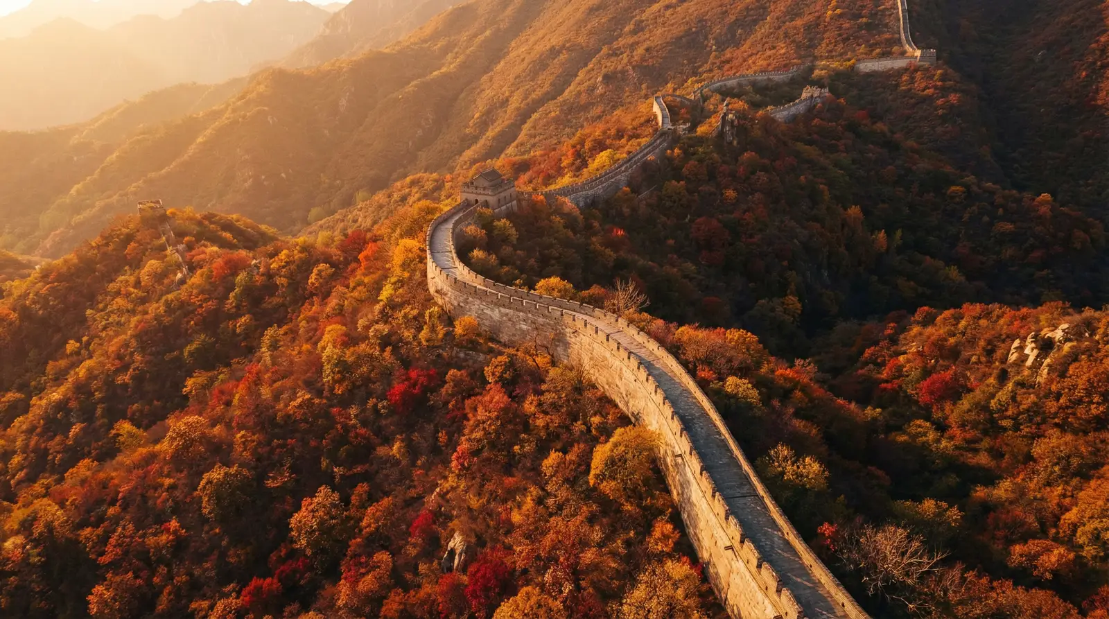 中国vpswindows野外高清资源 秋日长城航拍全景